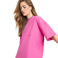 Robe T-shirt mi-longue décontractée surdimensionnée en jersey 100 % coton à manches courtes avec logo pour femme Guangzhou Jwin