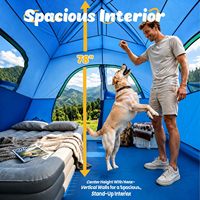 Carpa de Camping Familiar para 6 Personas, Doble Capa, Impermeable, Resistente al Viento, Portátil, Fácil de Instalar con Toldo |   Poliéster para las 4 Estaciones
