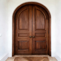 Porte d'entrée pivotante en bois massif de noyer américain naturel avec panneau latéral en verre pour maison