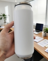 Gobelet à cola à double paroi avec couvercle rabattable et bouteille d'eau à paille en acier inoxydable, gobelet à vide JN Sublimation Blanks