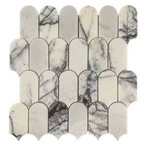 Mosaici in marmo naturale con taglio a getto d'acqua in dimensioni specifiche tessere di mosaico in pietra di marmo per decorazione domestica esagono a spina di pesce - Product Image 1
