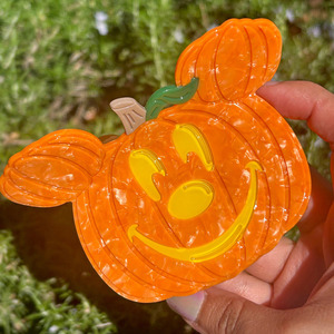 Pince à cheveux Citrouille 12 cm, Accessoire de tête d'Halloween, Unisexe, en Acétate - Product Image 1