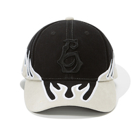 Casquette Snapback en Nylon à 6 Panneaux avec Broderie de Lettres 3D Personnalisée, Visière Courbée, Design Flamme Bicolore, Unisexe, Style Casual Streetwear