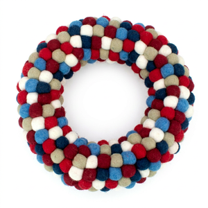 Guirnalda Navideña de Fieltro Blanco con Bolas de Lana, Hecha a Mano, para Colgar en la Puerta, Decoración Navideña para Pared, Decoración Interior para el Hogar, Decoración para Fiestas - Product Image 3