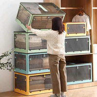 Grande Boîte de Rangement Pliable en Plastique avec Couvercle et Roues, Organisateur de Capacité pour Vêtements, Couettes et Articles Divers