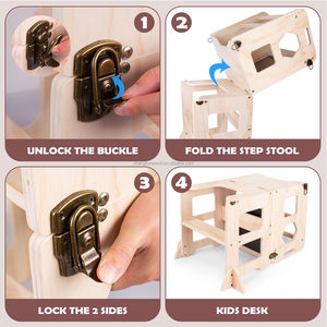 Chiều Cao Có Thể Điều Chỉnh Trẻ Mới Biết Đi Bước Phân Trẻ Em Học Tập Trợ Giúp Tháp Bằng Gỗ Trẻ Mới Biết Đi Đứng Tháp Nhà Bếp Gấp - Product Image 2