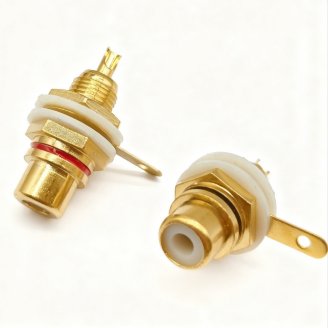 Gold Plating Rca Female Jack for Pcb Mount Black Ring / Red Ring