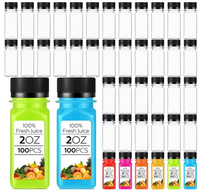 2oz Contenants de presse-agrumes carrés vides en plastique PET transparent sans Bpa jetables Bouteille de boisson pour jus de thé