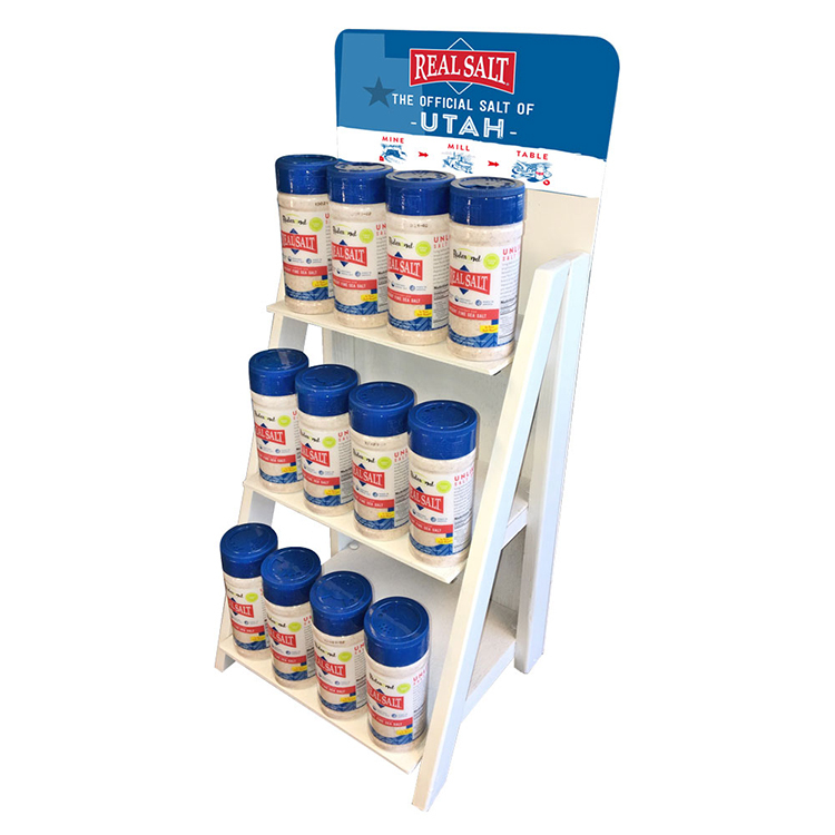 Byrds Cookies Wooden Side Brander Display Rack with Wheels — view 5