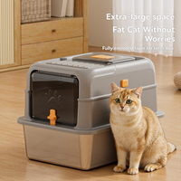 Bac à litière pour chat en acier inoxydable entièrement fermé, anti-éclaboussures, toilette pour chat détachable, extra large, anti-odeurs
