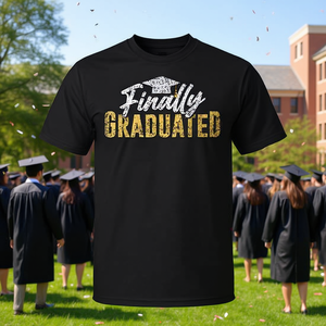 Camiseta de graduación con estampado negro y dorado para hombre y mujer, unisex - Product Image 3