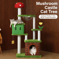 Arbre à chat en forme de champignon de dessin animé, multi-niveaux, griffoir en sisal, condo, hamac, tour à chat d'intérieur