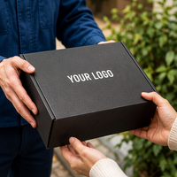 Caja de Cartón Corrugado Negra para Envíos, Impresa Personalizada con Logotipo