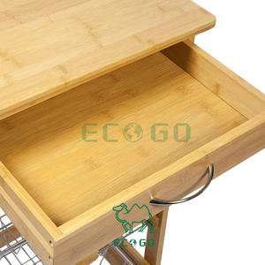Chất lượng cao Hot Bán 4 Tier tre nhà bếp Xe đẩy giỏ hàng cán lưu trữ giỏ hàng kệ với bánh xe đa Sử dụng cho hộ gia đình - Product Image 3