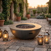 Villa de style rural en béton canapé de jardin extérieur côté béton gaz liquéfié rond foyer meubles de table