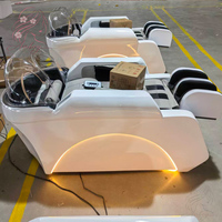 Lit de spa capillaire en U avec massage aquatique et bac de lavage intégré, équipement de salon de coiffure et spa pour massage corporel complet