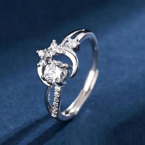 Anillos Anti Ansiedad Full Diamond Star Crescent Four-claw <b>Ring</b> for Women Open <b>Adjustable</b> <b>Ring</b> Luxury ZIRCON <b>Ring</b> - Product Image 6