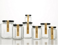 Bocaux en verre hexagonaux de qualité alimentaire en gros 45-730 ml – Contenants scellés pour miel, confiture, cornichons, bonbons, chocolat, aliments pour animaux de compagnie