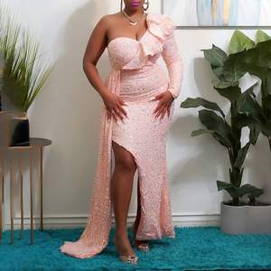 Autunno e inverno africano abiti nuovi <span class=keywords><strong>monospalla</strong></span> abiti lunghi donna con perline abiti da sera Sehe moda - Product Image 1