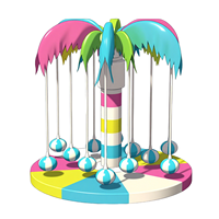 Aire de jeux intérieure colorée et amusante pour enfants, en forme de château, avec structure en palmier de coco rotatif et souple, équipement de parc d'attractions en acier