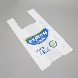 Sacs T-shirt en PEHD personnalisés avec logo imprimé sur rouleau avec mandrin en papier – Vente en gros usine – Sacs <span class=keywords><strong>de</strong></span> courses en plastique perforés robustes - Product Image 5