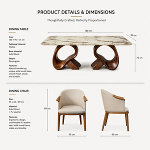 Modern Luxury Marble <strong>Dining</strong> <strong>Table</strong> Irregular <strong>Butterfly</strong> Shaped Solid Wood Base Art Designer <strong>Dining</strong> <strong>Table</strong> for Living Room Home - Product Image 3