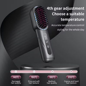 Cepillo Alisador de Cabello Eléctrico Inalámbrico Portátil con Luz Azul, Pantalla LCD, Calentamiento Rápido e Iones Negativos para Uso Doméstico - Product Image 4