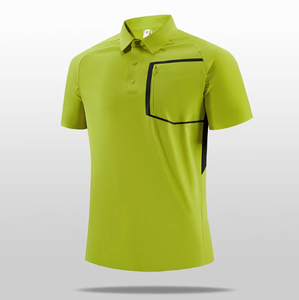 <span class=keywords><strong>Polo</strong></span> de manga corta de seda helada para hombre, Camiseta deportiva de negocios, camiseta de verano de secado rápido sin costuras, cuello de seda Vertical para correr - Product Image 5