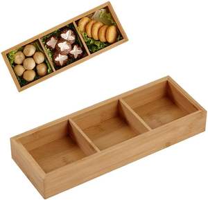 Großhandel geteiltes Teller Gemüse-Tablett Bambus kreatives neun-quadrat-Gitter-Tablett Holztablett mit Fachen - Product Image 3
