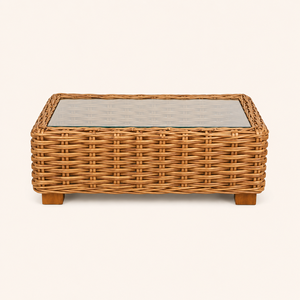 Luxury <b>Outdoor</b> <b>Wicker</b> Lounge Furniture Set with Glass Coffee Table and Ottoman for Patio Villa and Resort Spaces - Product Image 2