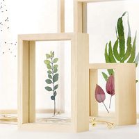 Cadre en bois massif naturel de taille personnalisée décor mural Double face verre flottant cadre Photo Photo