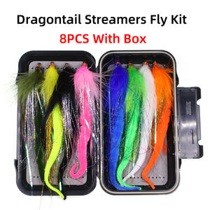 Kit de 8 <span class=keywords><strong>leurres</strong></span> de pêche à la mouche Dragontail Streamer 2/0 avec boîte double face, <span class=keywords><strong>gros</strong></span> appâts <span class=keywords><strong>pour</strong></span> la pêche au brochet, au muskellunge et au bar rayé - Product Image 3