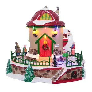Etiqueta personalizada paisaje jardín Castillo figura de resina artificial para la decoración del hogar para la habitación de los niños TEMA DE Navidad resina