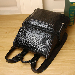 Mochila de cuero genuino para hombre, venta al por mayor, bolsa de ordenador de viaje elegante de calidad superior con forro de poliéster negro - Product Image 4