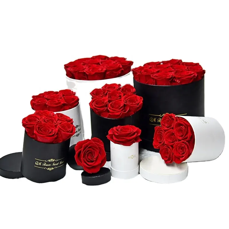 BLH Preserved Roses in Round Luxury Gift Box for Birthday Wedding Christmas Valentine Mothers' Day Girlfriend Gift
