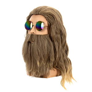 Conjunto de Peluca de Pelo Largo y Barba Estilo <span class=keywords><strong>Hippie</strong></span>, Peluca Retro para <span class=keywords><strong>Disfraz</strong></span> de Halloween, Cosplay - Product Image 2
