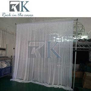 Portable Pipe and Drape Aluminum Pipe and Drape <b>Frame</b> Kit Silver <b>Backdrop</b> Stand with White Curtains - Product Image 2