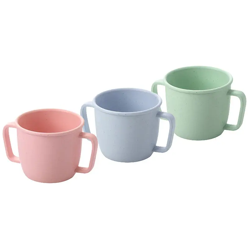 Лидер продаж 2020, детская чашка для питья из бамбукового волокна, креативная детская чашка для молока, Детские питьевые чашки с двойной ручкой