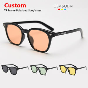 2025 lunettes de soleil polarisantes rétro de luxe avec logo personnalisé pour hommes femmes cadre bleu avec accessoire pare-soleil de personnalité artistique rouge - Product Image 1