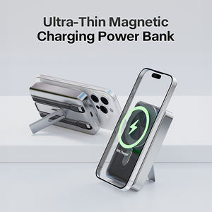 <span class=keywords><strong>Batterie</strong></span> externe sans fil magnétique 15W avec câbles de charge intégrés et support pliable <span class=keywords><strong>pour</strong></span> <span class=keywords><strong>iPhone</strong></span> et appareils Android - Product Image 2