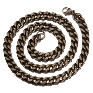 <span class=keywords><strong>Collana</strong></span> da <span class=keywords><strong>Uomo</strong></span> con <span class=keywords><strong>Catena</strong></span> Cubana Lucida in Acciaio Inossidabile Placcato <span class=keywords><strong>Oro</strong></span> 18k PVD Nero, Larghezza 9mm 11mm 13mm 15mm, Stile Hip Hop - Product Image 4