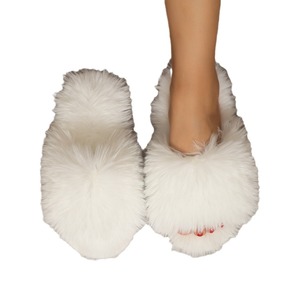 รองเท้าแตะผู้หญิงแบบสวมเปิดนิ้วเท้า ขนฟู EVA กันลื่น ใส่สบายในบ้าน สำหรับฤดูหนาว - Product Image 1