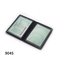 Porte-cartes unisexe en cuir de vachette véritable, ultra fin, avec plusieurs emplacements pour cartes, logo embossé, adapté pour la permis de conduire, vente en gros