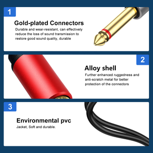 <span class=keywords><strong>Cable</strong></span> de 2x6,35mm a 2RCA, Conector estéreo TS doble de 1/4 pulgadas macho a <span class=keywords><strong>2</strong></span> <span class=keywords><strong>RCA</strong></span> macho adaptador divisor de <span class=keywords><strong>cable</strong></span> de audio estéreo para amplificador - Product Image 5