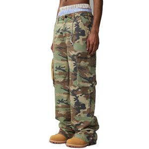 New Arrival Custom <b>Camo</b> Cargo Pants Loose Fit Multi Pocket Tactical Baggy Wide Leg <b>Trousers</b> for Men - Product Image 2