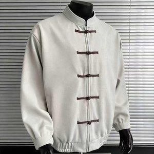 Giacca in pelle scamosciata da <span class=keywords><strong>uomo</strong></span> BINBEIER personalizzata, stile quotidiano, con chiusura a rana, collo alto, fornitore all'ingrosso cinese, caldo affare - Product Image 4