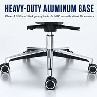 Chaise de bureau ergonomique à dossier haut avec siège pivotant réglable en cuir PU, appui-tête fixe et base à 5 étoiles