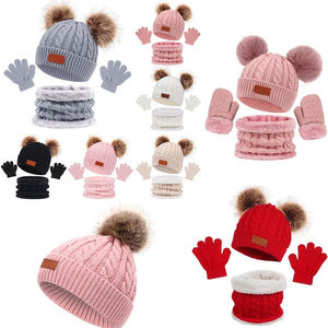 2025 fabricante hecho a mano ganchillo tejido niños bebé niños lana invierno sombrero y bufanda conjuntos guantes Conjunto con calentador de <span class=keywords><strong>cuello</strong></span> - Product Image 5