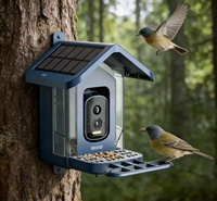 Mangeoire à oiseaux automatique intelligente en plastique avec caméra IA, batterie rechargeable, vidéo HD 2.5K, reconnaissance des espèces d'oiseaux en temps réel, étanche pour l'extérieur