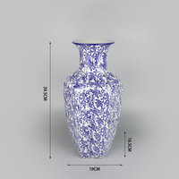 Vase à fleurs en céramique de style moderne chinois pour la décoration de la maison, vase en porcelaine bleu et blanc antique en gros pour mariage
